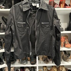 Vintage Miss Cherry Black Zip-Up biker style Jacket